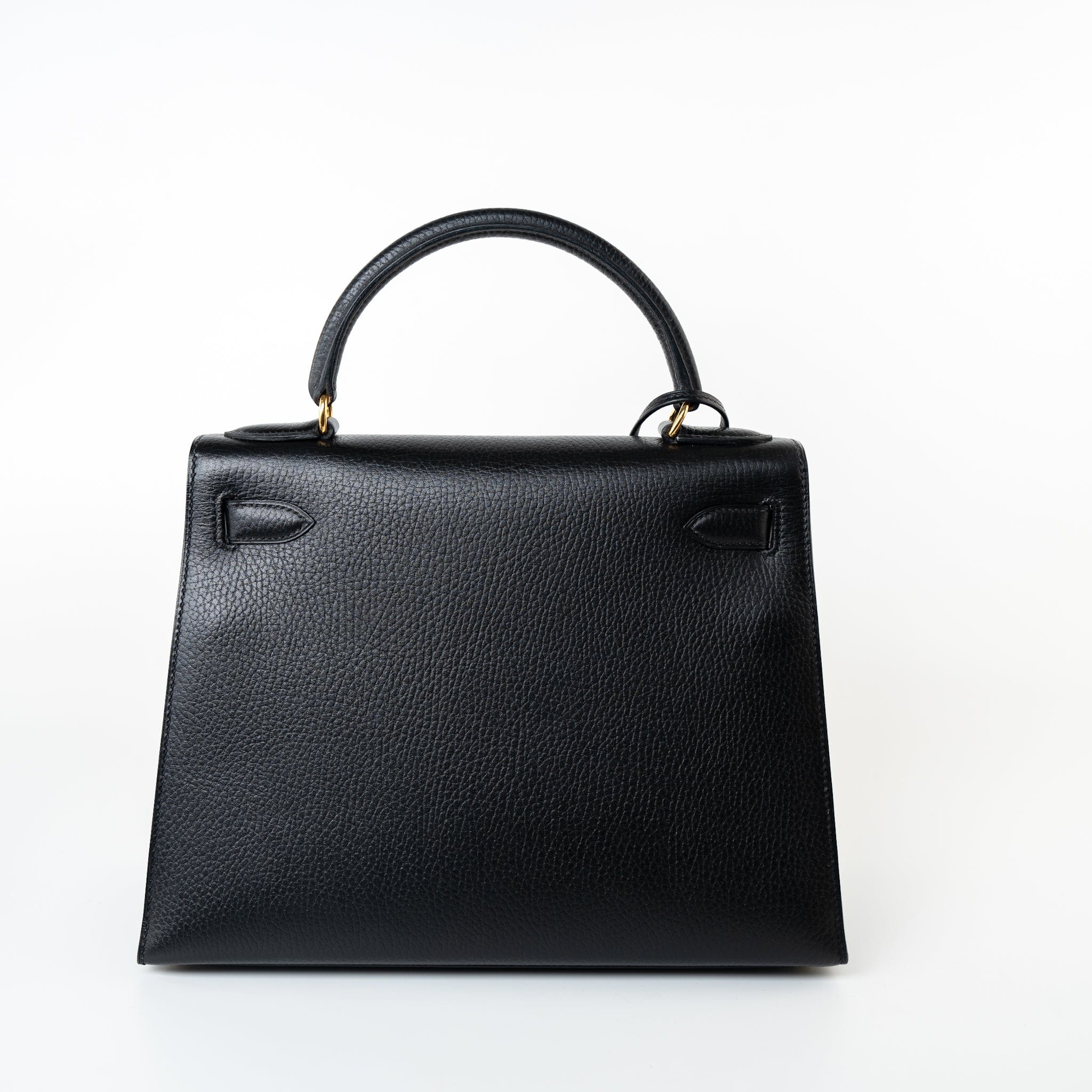 Vintage Kelly 28 Black Ardennes Leather Gold Plated Hardware