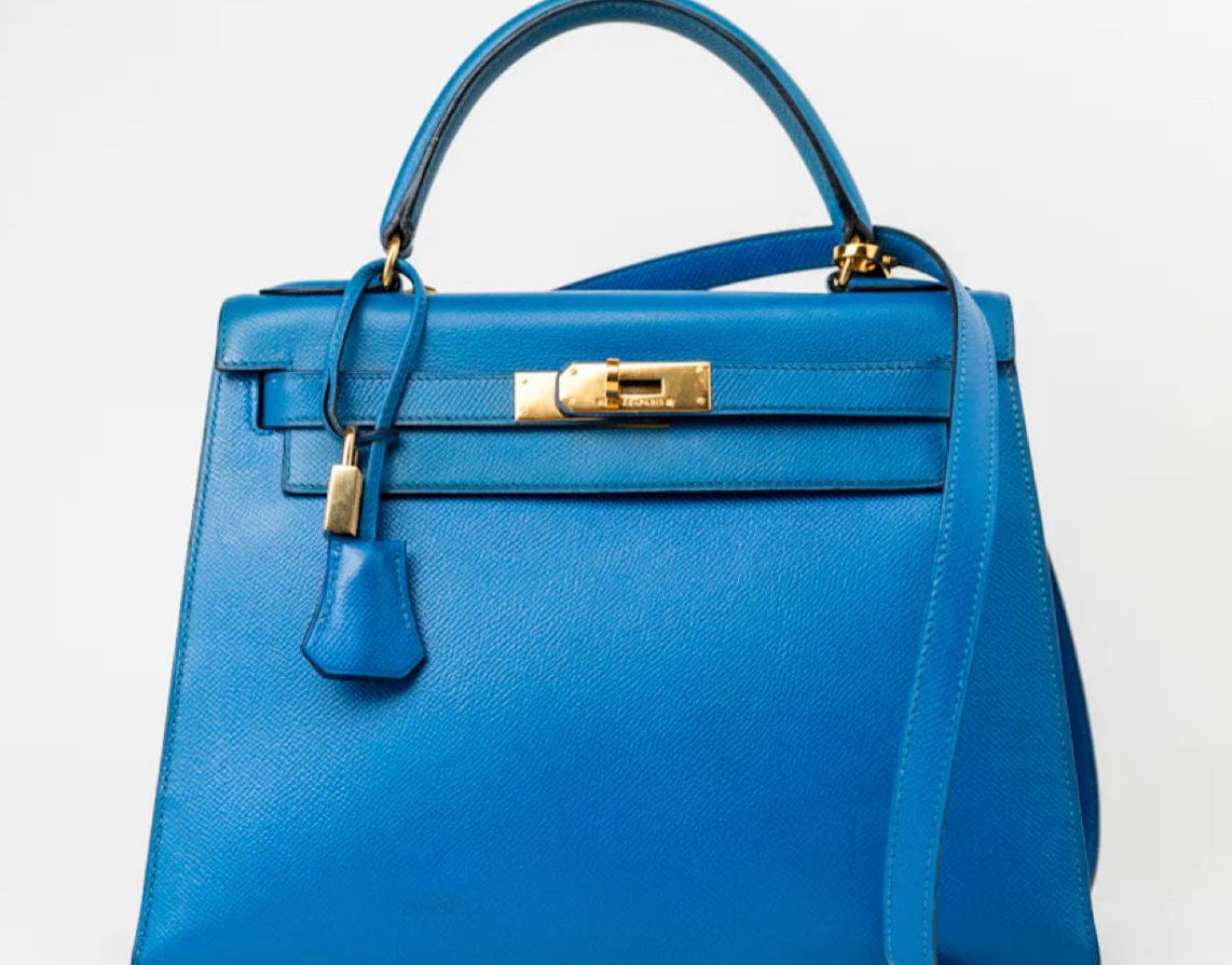 Hermes Handbag Vintage Kelly 28 Blue (PARTIAL ONLY) - Redeluxe