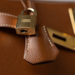 Hermes Handbag Vintage Kelly 28 Gold Courchevel Leather Gold Plated Hardware V Stamp - Redeluxe