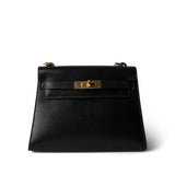 Hermes Handbag Vintage Mini Kelly 20 Black Box Calfskin Gold Plated - Redeluxe