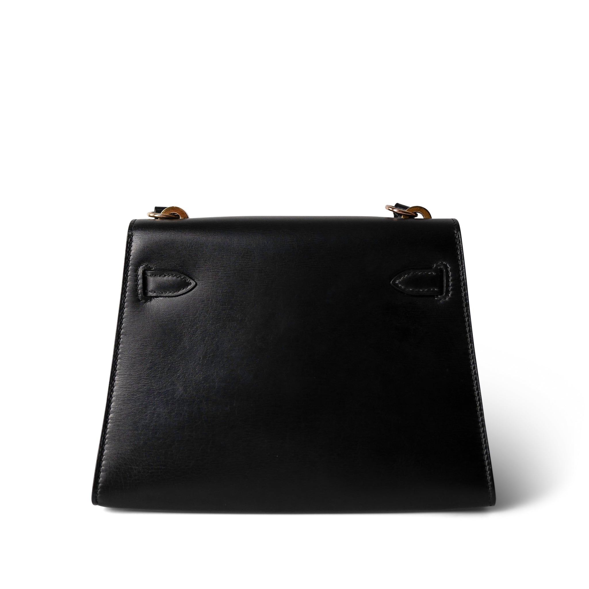 Hermes Handbag Vintage Mini Kelly 20 Black Box Calfskin Gold Plated - Redeluxe