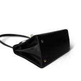 Hermes Handbag Vintage Mini Kelly 20 Black Box Calfskin Gold Plated - Redeluxe