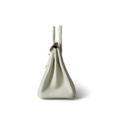 Hermes Handbag White Birkin 25 Mushroom Togo Palladium Plated B Stamp - Redeluxe