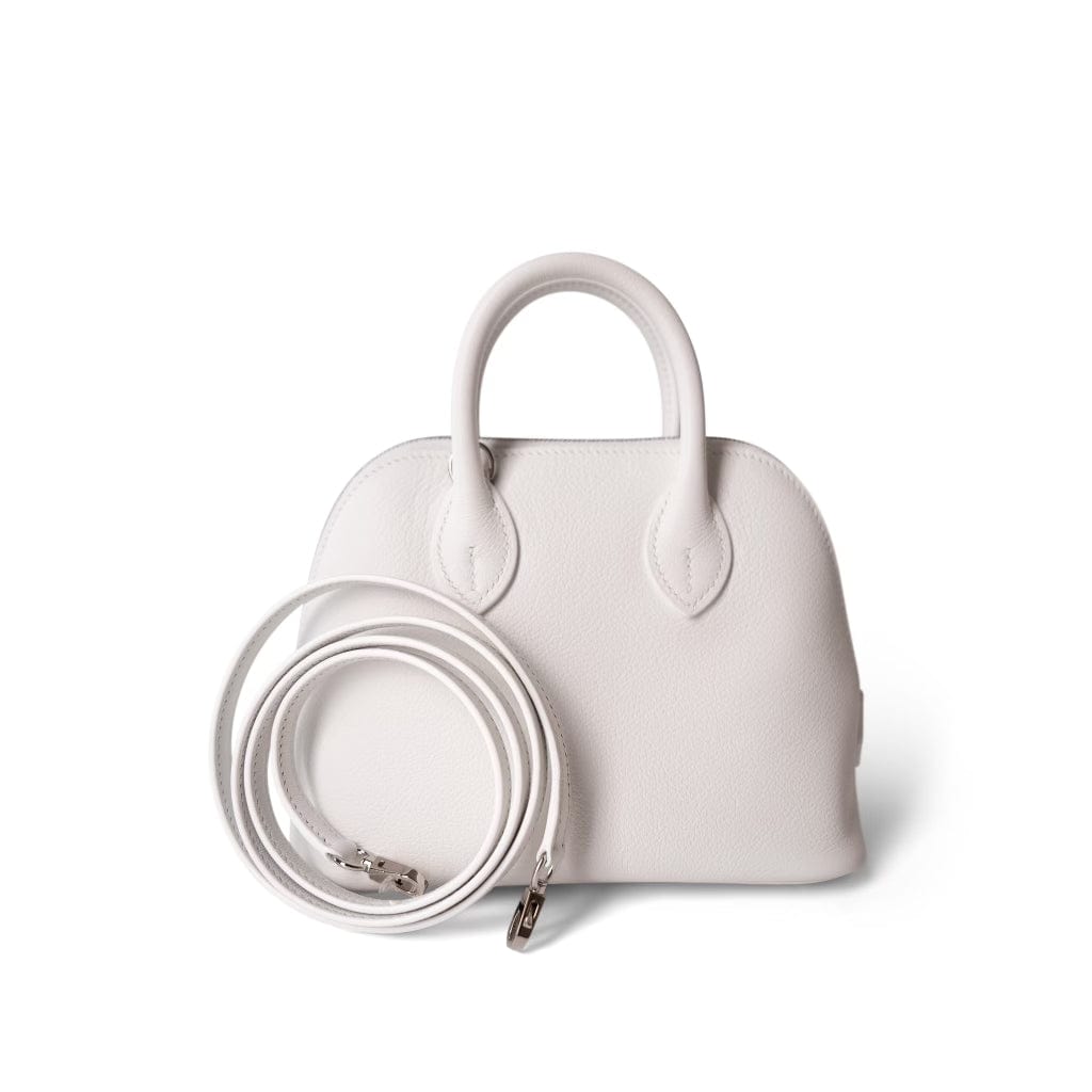 Hermes Handbag White Bolide Mini New White Evercolor Palladium Hardware B Stamp - Redeluxe