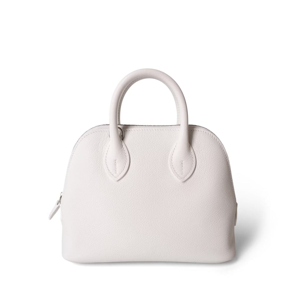 Hermes Handbag White Bolide Mini New White Evercolor Palladium Hardware B Stamp - Redeluxe