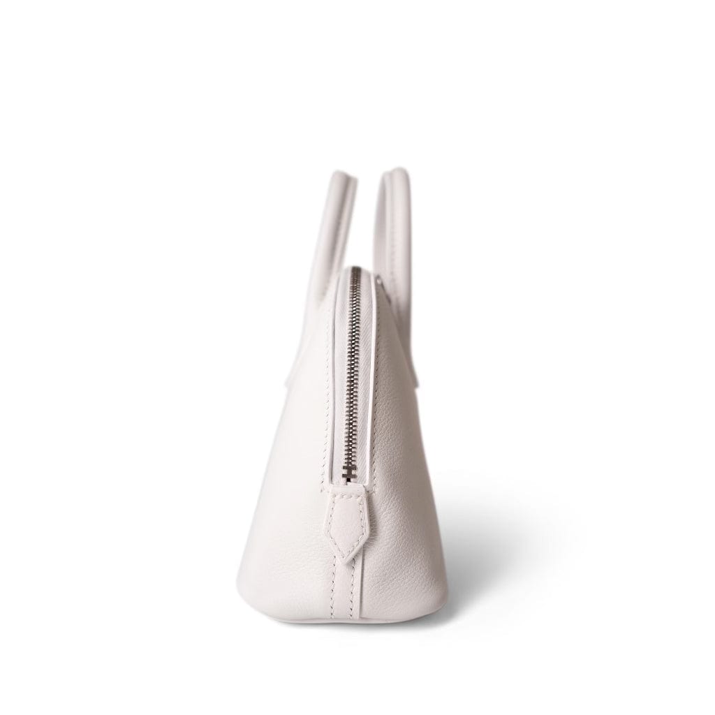Hermes Handbag White Bolide Mini New White Evercolor Palladium Hardware B Stamp - Redeluxe