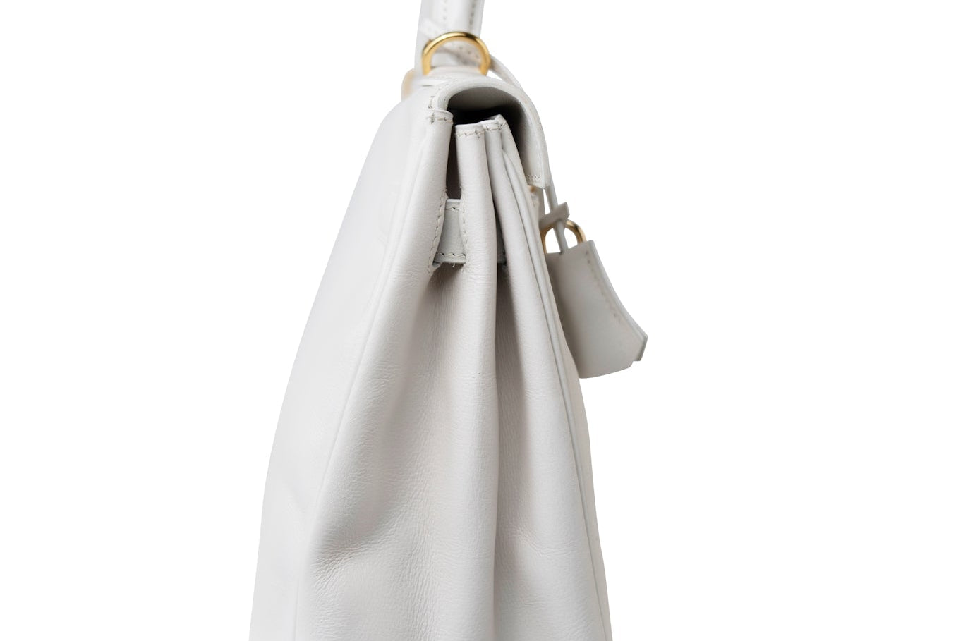 Hermes Handbag White Hermes Kelly 32 Swift White Gold Hardware F Stamp - Redeluxe