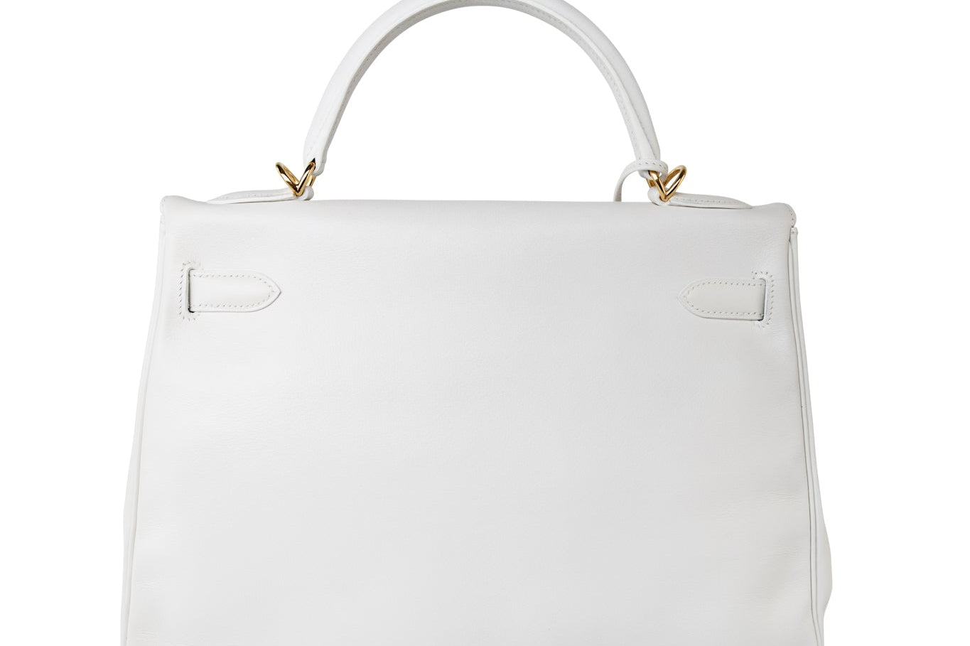 Hermes Handbag White Hermes Kelly 32 Swift White Gold Hardware F Stamp - Redeluxe