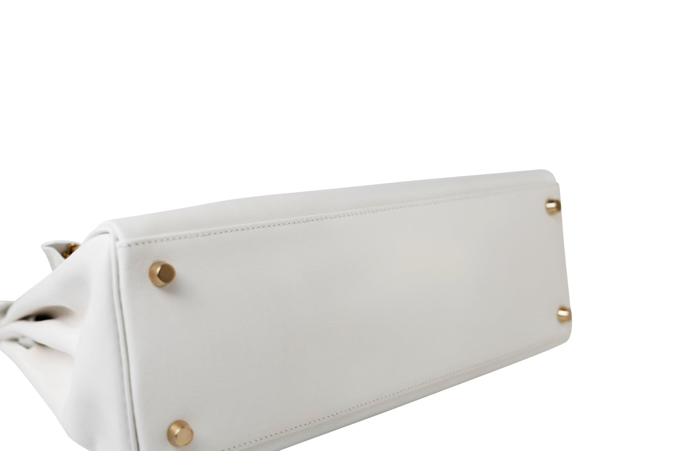 Hermes Handbag White Hermes Kelly 32 Swift White Gold Hardware F Stamp - Redeluxe