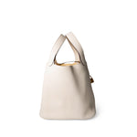 Hermes Handbag White / Picotin Picotin 22 Nata Taurillon Clemence Gold Plated Z Stamp - Redeluxe