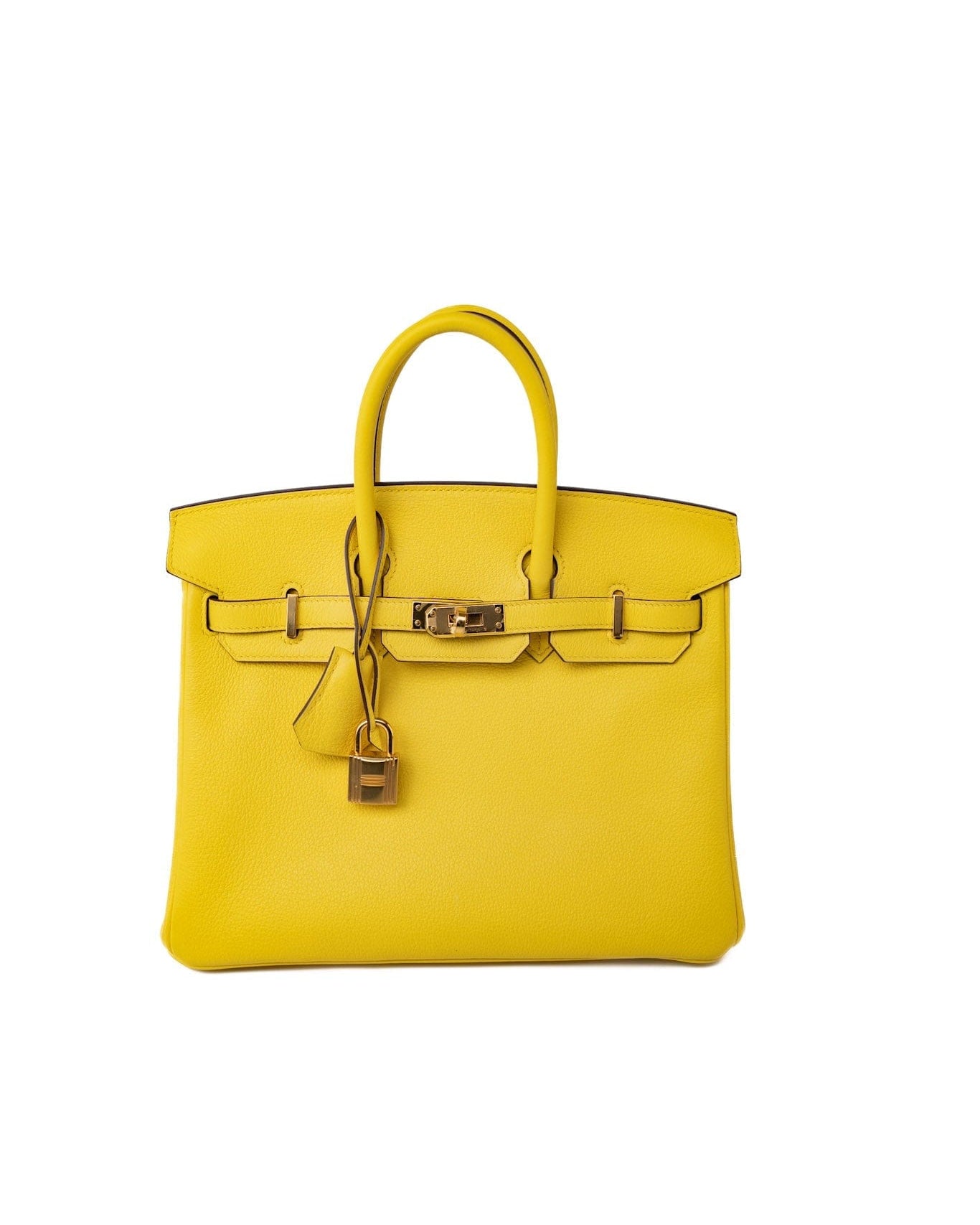 Hermes Handbag Yellow Birkin 25 Jaune de Naples Veau Taurillon Novillo Leather Gold Plated Hardware D Stamp - Redeluxe
