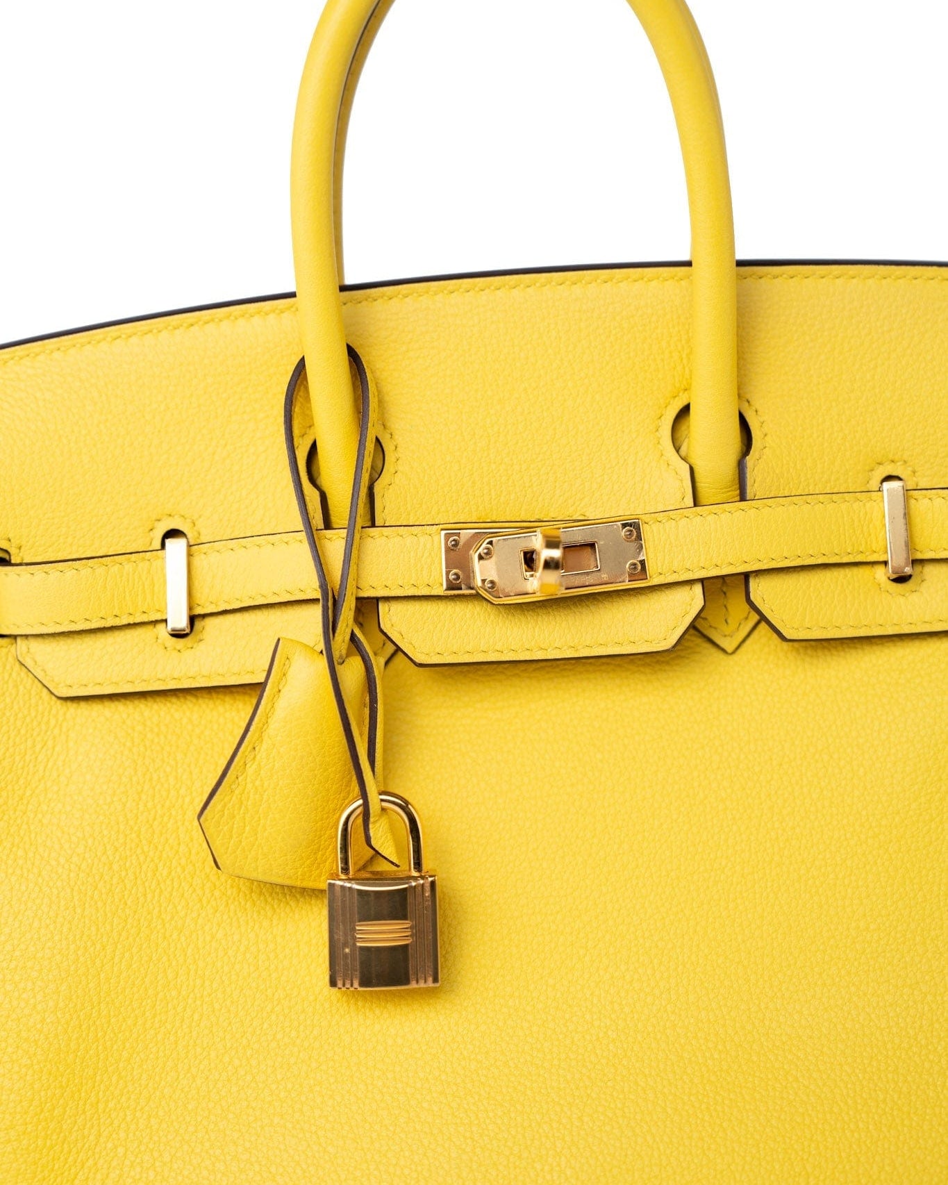 Hermes Handbag Yellow Birkin 25 Jaune de Naples Veau Taurillon Novillo Leather Gold Plated Hardware D Stamp - Redeluxe