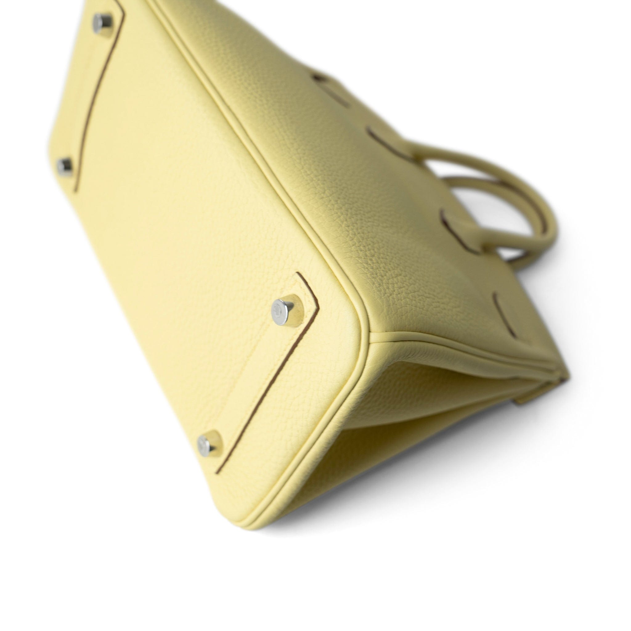Hermes Handbag Yellow Birkin 25 Jaune Poussin Togo Palladium Plated Z Stamp - Redeluxe