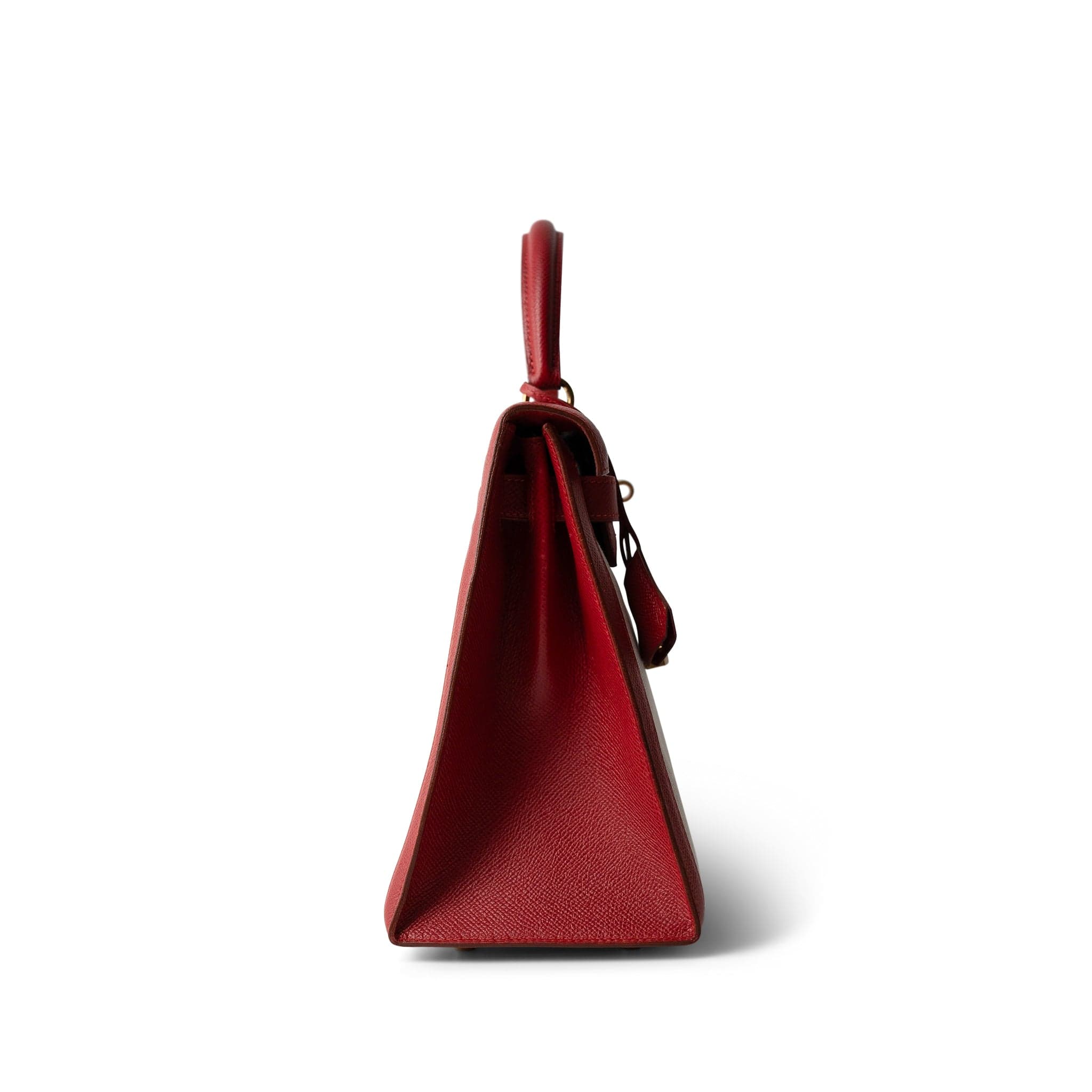 Hermes Kelly Sellier 28 Rouge H Courchevel Toile Gold Plated Y Circle Stamp - Redeluxe