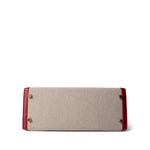 Hermes Kelly Sellier 28 Rouge H Courchevel Toile Gold Plated Y Circle Stamp - Redeluxe