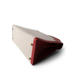 Hermes Kelly Sellier 28 Rouge H Courchevel Toile Gold Plated Y Circle Stamp - Redeluxe