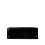Hermes Kelly Sellier 32 Black Box Calfskin Gold Plated (R) Stamp - Redeluxe