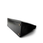 Hermes Kelly Sellier 32 Black Box Calfskin Gold Plated (R) Stamp - Redeluxe