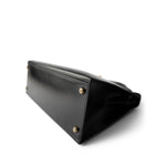 Hermes Kelly Sellier 32 Black Box Calfskin Gold Plated (R) Stamp - Redeluxe