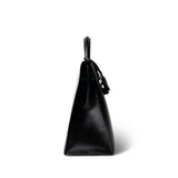 Hermes Kelly Sellier 32 Black Box Calfskin Gold Plated (R) Stamp - Redeluxe