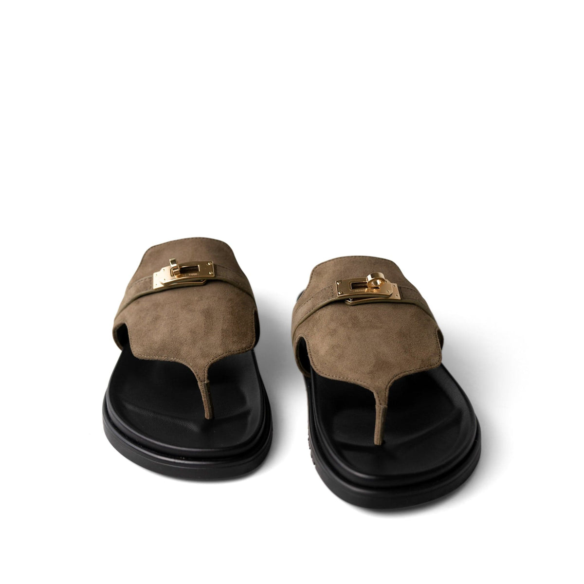 Hermes Brown & Green Suede Sandals Eze 30 sandal Hermès Green size 41 EU in Suede - 45320038 main image 3
