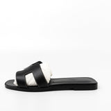 Hermes Sandals Hermès Box Calfskin Oran Sandals Black - Redeluxe