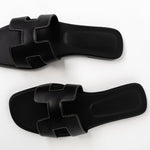 Hermes Sandals Hermès Box Calfskin Oran Sandals Black - Redeluxe
