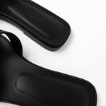 Hermes Sandals Hermès Box Calfskin Oran Sandals Black - Redeluxe