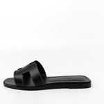 Hermes Sandals Hermès Box Calfskin Oran Sandals Black - Redeluxe