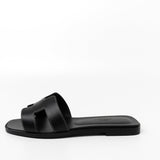 Hermes Sandals Hermès Box Calfskin Oran Sandals Black - Redeluxe