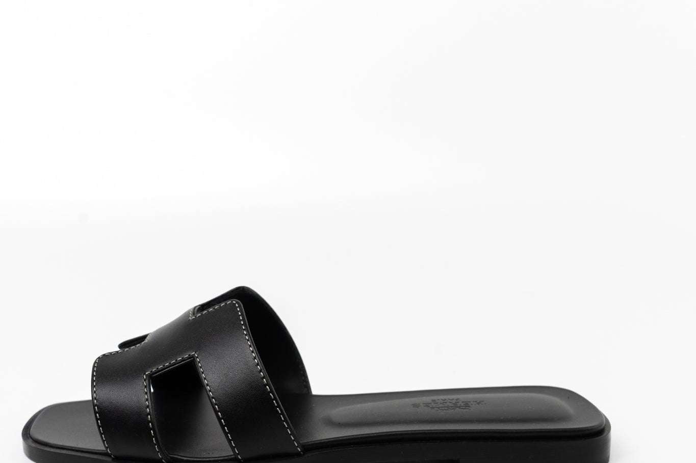 Hermes Sandals Hermès Box Calfskin Oran Sandals Black - Redeluxe