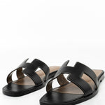 Hermes Sandals Hermès Box Calfskin Oran Sandals Black (Size 38) - Redeluxe
