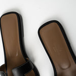 Hermes Sandals Hermès Box Calfskin Oran Sandals Black (Size 38) - Redeluxe
