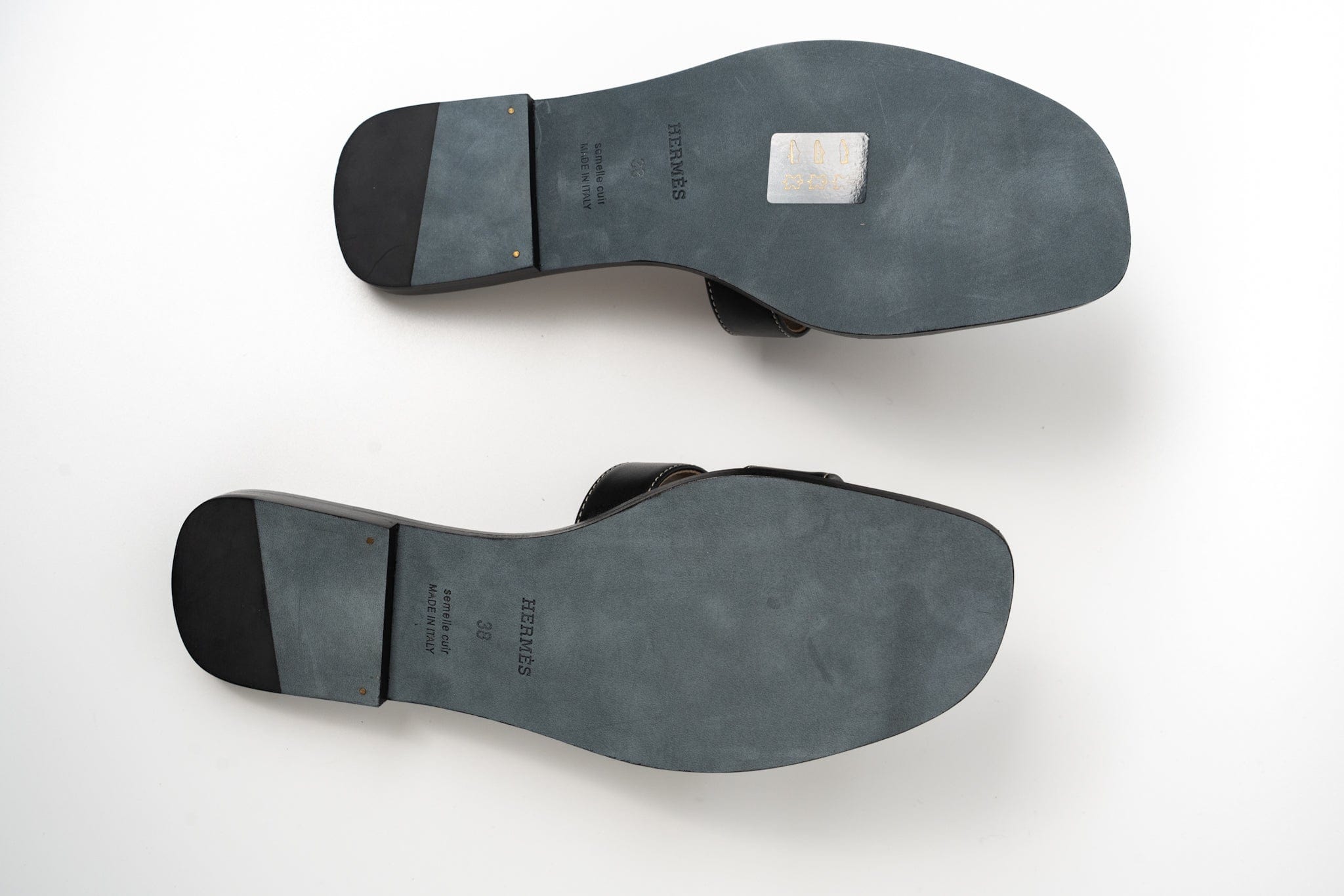 Hermes Sandals Hermès Box Calfskin Oran Sandals Black (Size 38) - Redeluxe