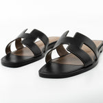 Hermes Sandals Hermès Box Calfskin Oran Sandals Black (Size 38) - Redeluxe