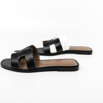 Hermes Sandals Hermès Box Calfskin Oran Sandals Black (Size 38) - Redeluxe