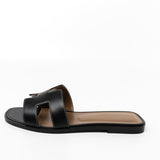 Hermes Sandals Hermès Box Calfskin Oran Sandals Black (Size 38) - Redeluxe