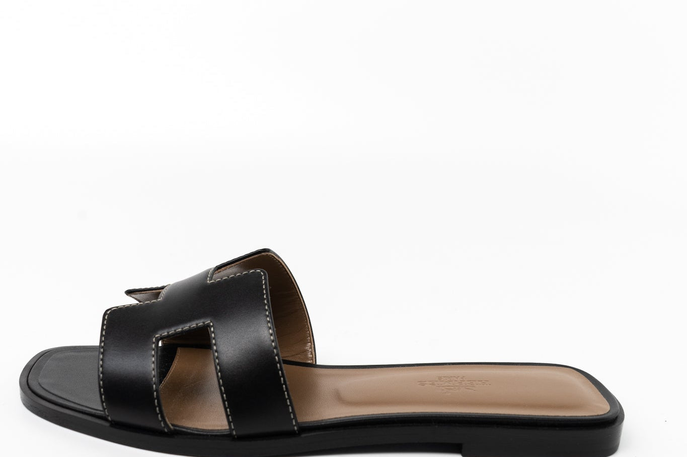 Hermes Sandals Hermès Box Calfskin Oran Sandals Black (Size 38) - Redeluxe