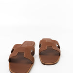 Hermes Sandals Hermès Box Calfskin Oran Sandals Gold - Redeluxe