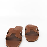 Hermes Sandals Hermès Box Calfskin Oran Sandals Gold - Redeluxe