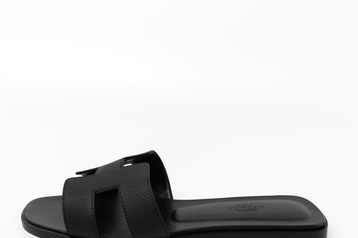 Hermes Sandals Hermès Veau Epson Oran Sandals Black/ Noir 38 - Redeluxe