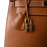 Hermes Vintage Kelly 28 Gold Courchevel Leather Gold Plated Hardware V Circle Stamp - Redeluxe