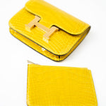 Hermes Wallet Yellow  Hermès Mimosa Alligator Mississippiensis Constance Slim Wallet - Redeluxe
