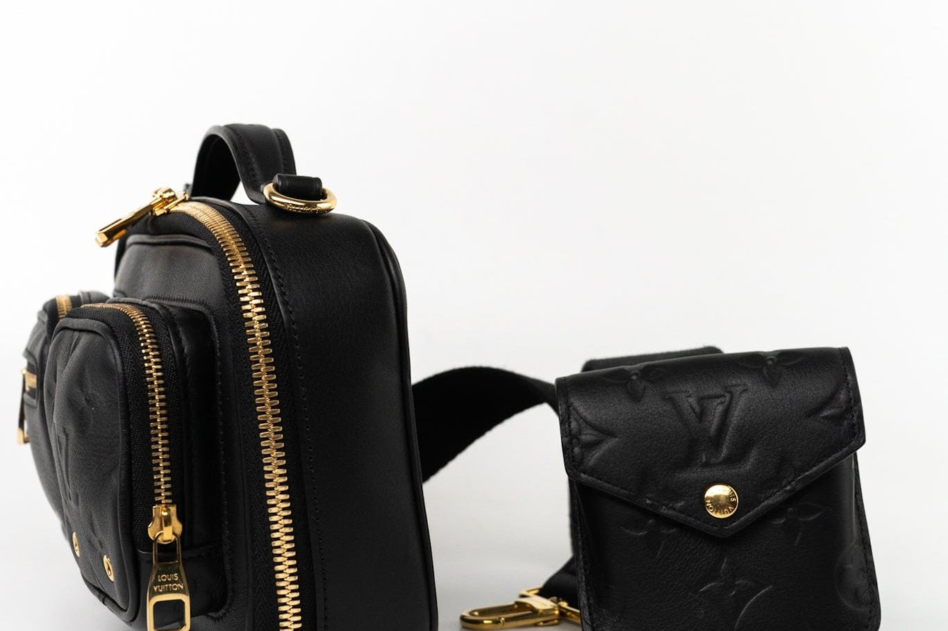 Louis Vuitton Crossbody Black Louis Vuitton Utility Crossbody Bag Black Monogram Embossed - Redeluxe