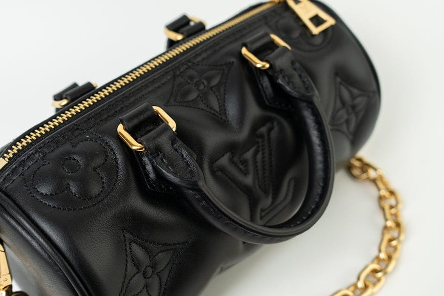 Louis Vuitton Handbag Black Louis Vuitton Black Monogram Calfskin Leather Papillon BB Bag - Redeluxe
