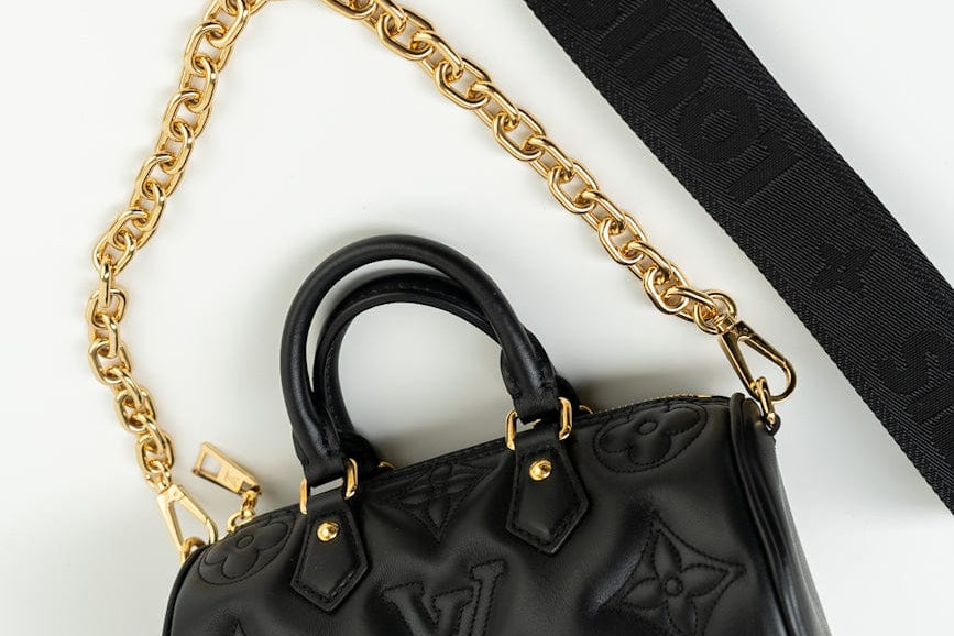 Louis Vuitton Handbag Black Louis Vuitton Black Monogram Calfskin Leather Papillon BB Bag - Redeluxe