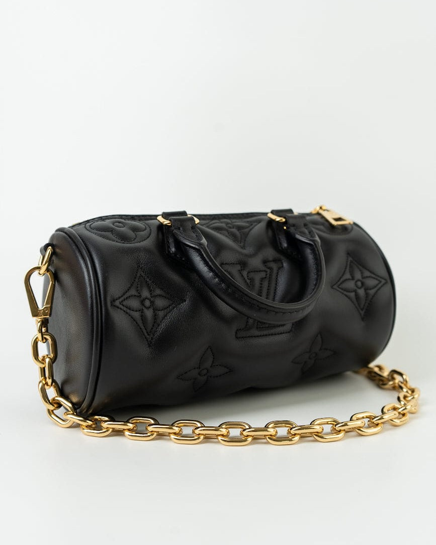 Louis Vuitton Handbag Black Louis Vuitton Black Monogram Calfskin Leather Papillon BB Bag - Redeluxe