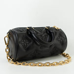 Louis Vuitton Handbag Black Louis Vuitton Black Monogram Calfskin Leather Papillon BB Bag - Redeluxe