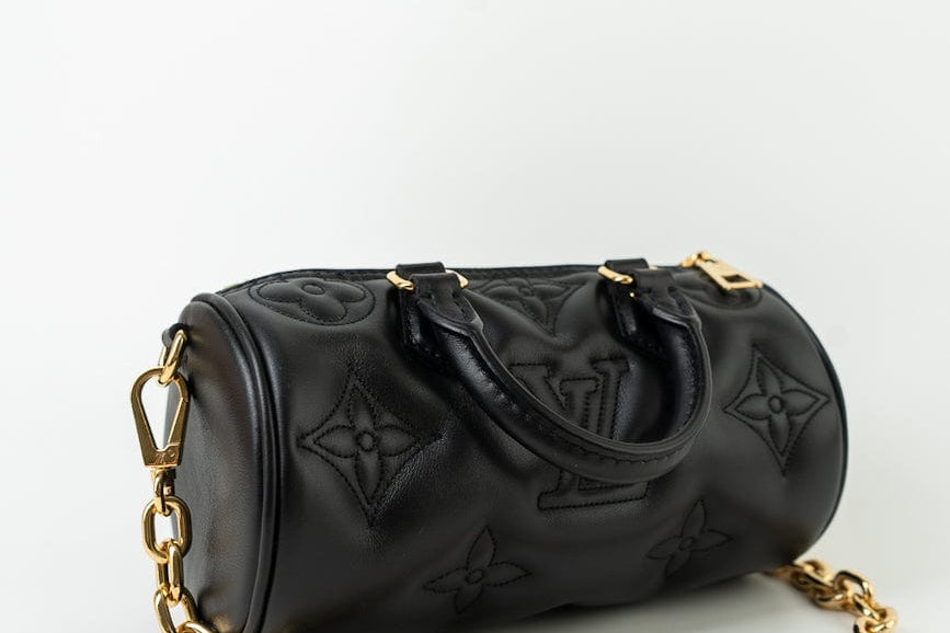 Louis Vuitton Handbag Black Louis Vuitton Black Monogram Calfskin Leather Papillon BB Bag - Redeluxe