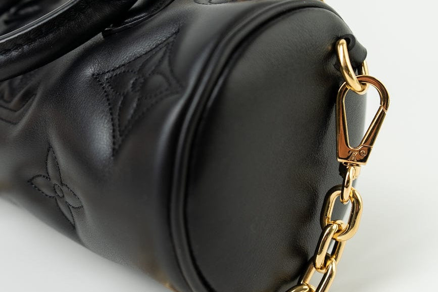 Louis Vuitton Handbag Black Louis Vuitton Black Monogram Calfskin Leather Papillon BB Bag - Redeluxe